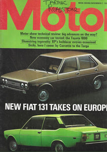 Motor magazine November 2 1974 Toyota 1000 Corvette Targa