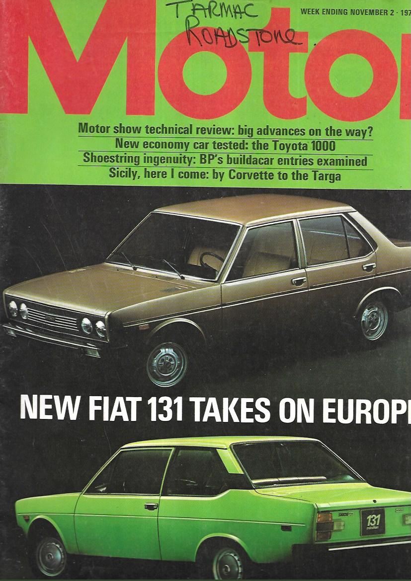 Motor magazine November 2 1974 Toyota 1000 Corvette Targa