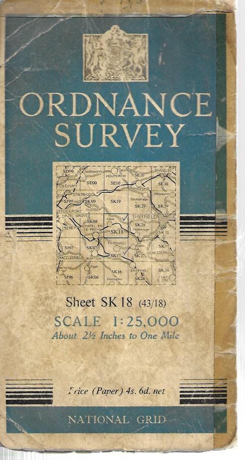 Ordnance Survey - Map - OS - Sheet SK 18 - Scale 1:25000 - 1952