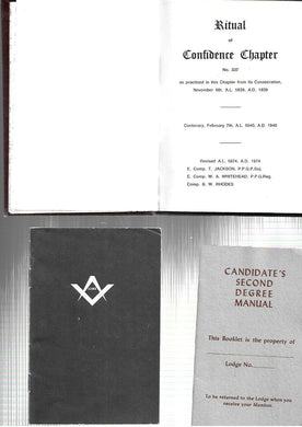 Masons - Hardcover book and 2 paperback booklets. Candidates 2nd Degree Manual, Inner Working, Confidence Chapter