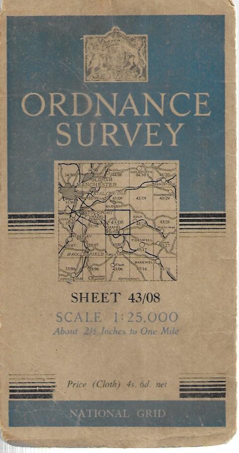 Ordnance Survey - OS - Sheet 43/08 Scale 1:25000 - Cloth - 1950