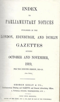 Edinburgh and London Gazettes November 1919
