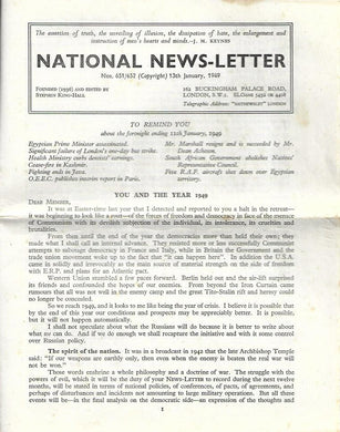 National News-Letter - Nos. 651/652 13th January 1949 - Founded 1936 - Stephen King-Hall