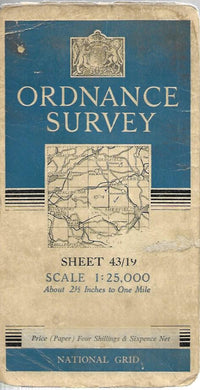 Ordnance Survey - os - Map Sheet 43/19 - Scale 1:25000 -  National Grid - 1946