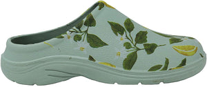 Briers Sicilian Lemon Comfi Clog- (Green with Lemon Tree pattern) - Garden Clogs Sizes 4 - 8 - Comfy (Comfi) Clogs