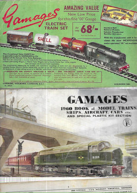 Gamages 1960 book of Model Trains, Ships, Aircraft and Cars and special plastic kit section - Paperback Brochure