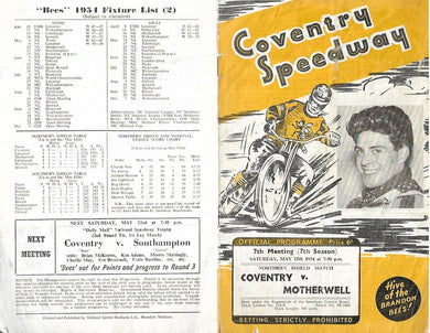 Coventry Speedway - V Motherwell - May 15th 1954 - Northern Shield Match