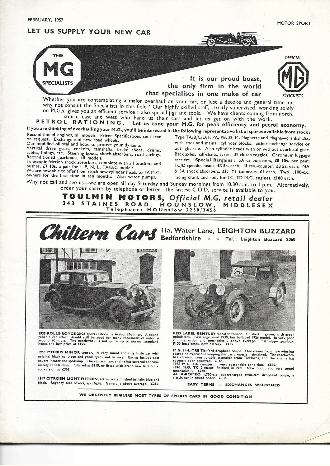 Motor Sport Magazine VOL XXXII No.2 February 1957