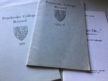 Load image into Gallery viewer, Pembroke College record 1976 paperback plus 50 years on (1975) and record 1955 to 1956
