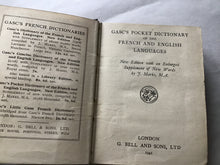Load image into Gallery viewer, GASC&#39;S POCKET DICTIONARY  OF THE  FRENCH AND ENGLISH  LANGUAGES  New Edition with an Enlarged  Supplement 1941
