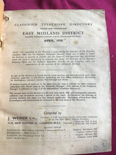 Load image into Gallery viewer, Classified trades and professionals telephone directory East Midlands district 1950
