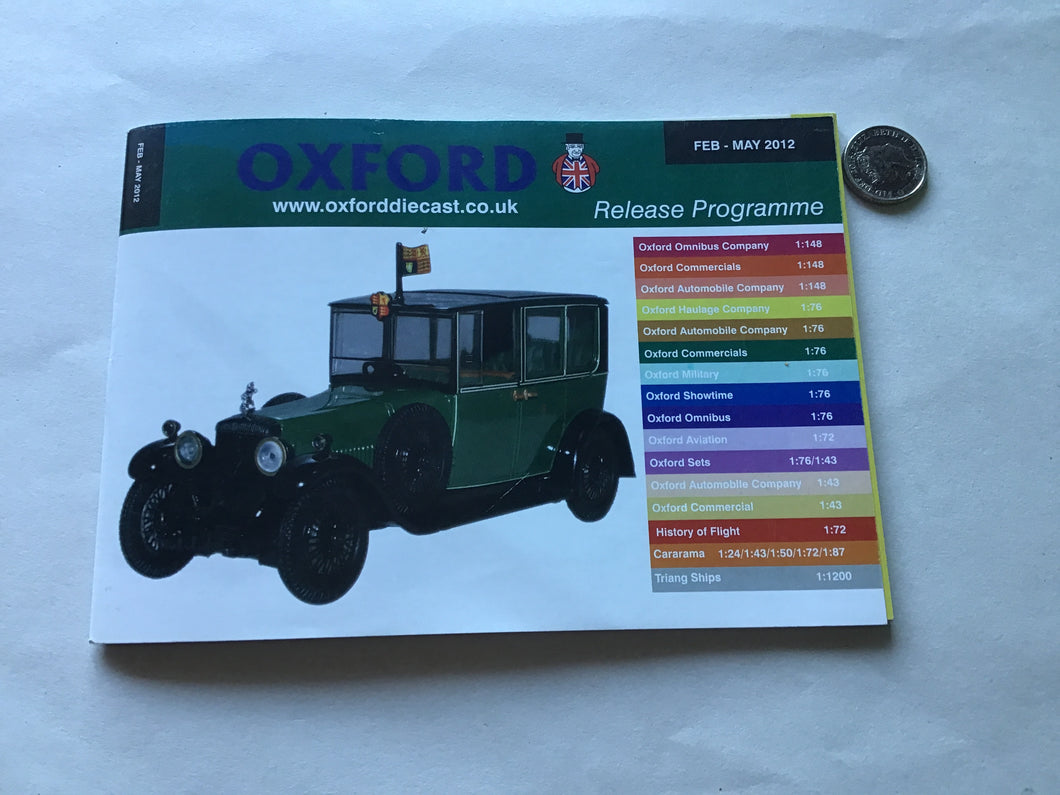 Oxford diecast models release programme February to May 2012 catalogue