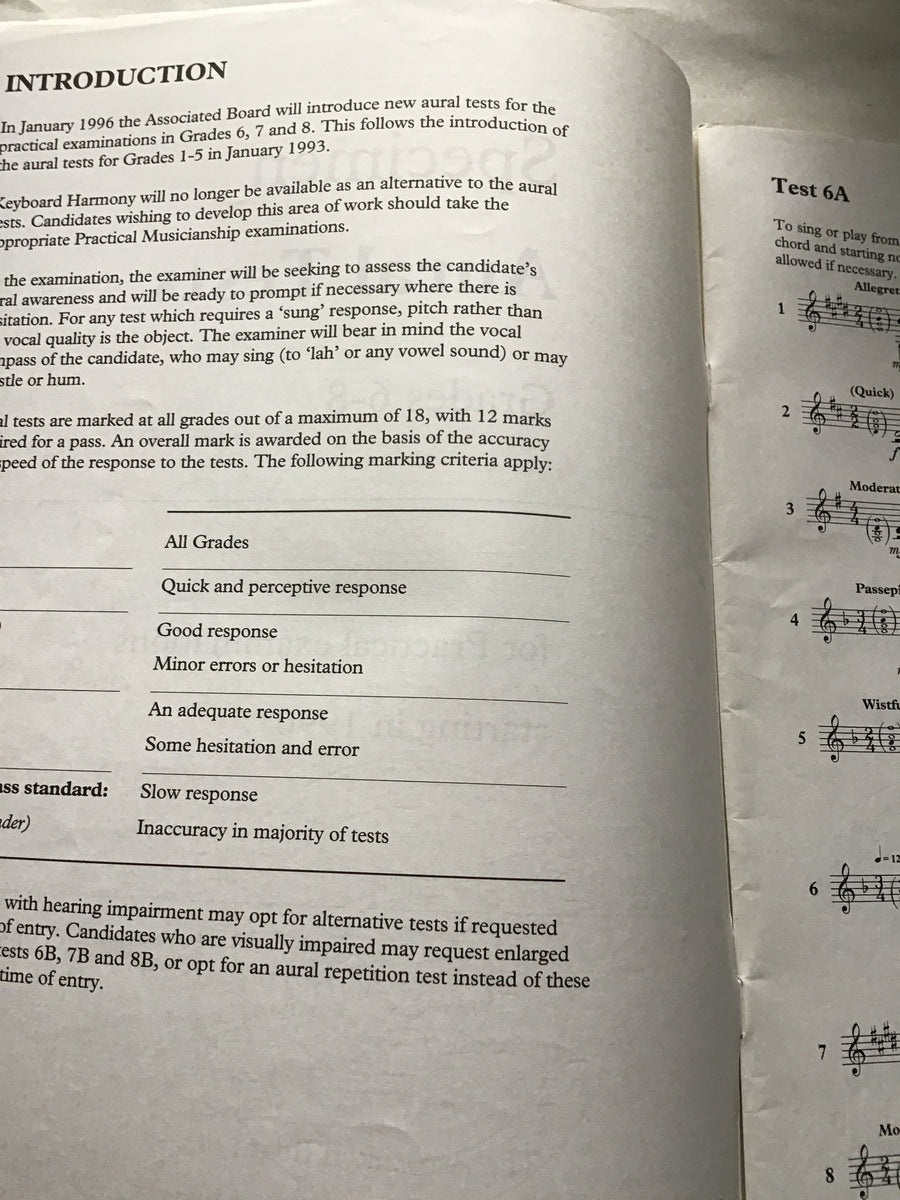Specimen music oral tests grade 6 to 8 for practical examinations star ...