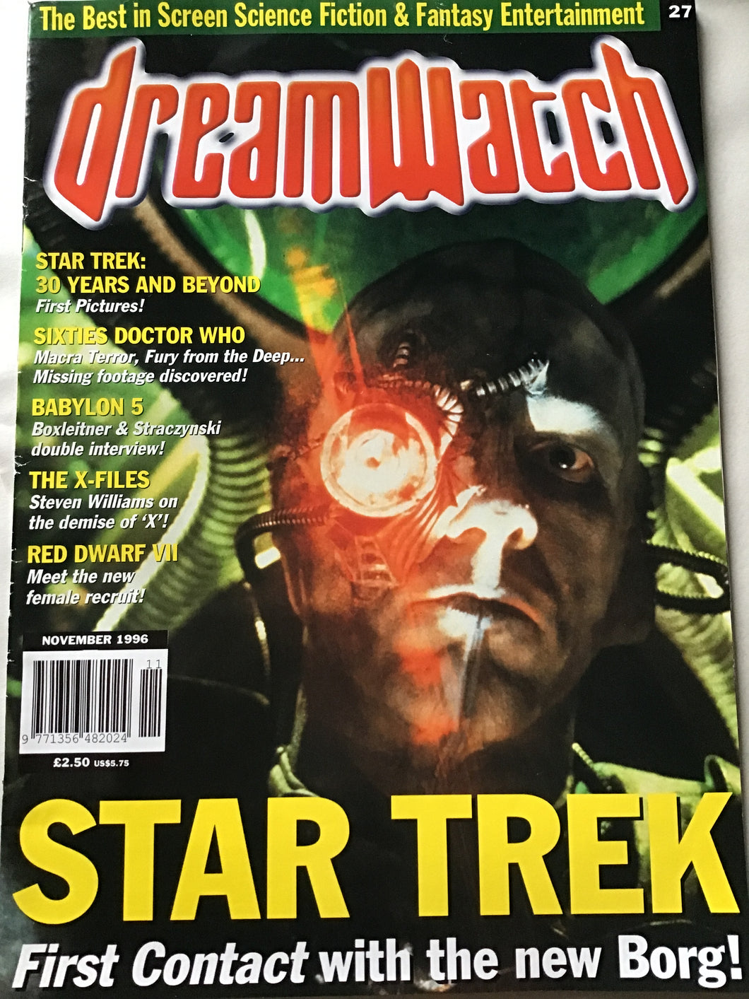 Dream watch magazine 1996 November Star Trek Doctor Who Babylon 5 X-Files Red Dwarf