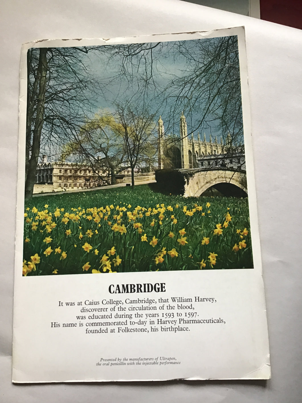 Pfizer map of Cambridge.  Very good condition. C1965