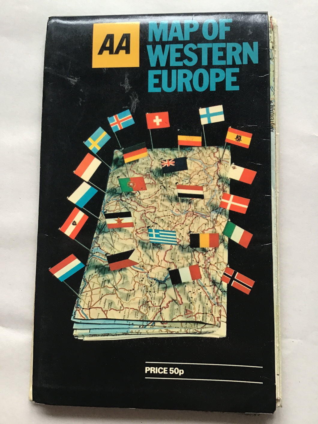 AA  map of WESTERN  EUROPE 1972