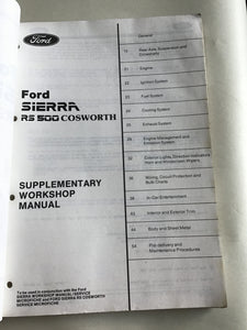Ford Sierra RS 500 Cosworth supplementary workshop manual 1987 RS500