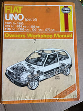 Load image into Gallery viewer, FIAT UNO OWNERS WORKSHOP MANUAL Hardcover – 1 Jan. 1992
