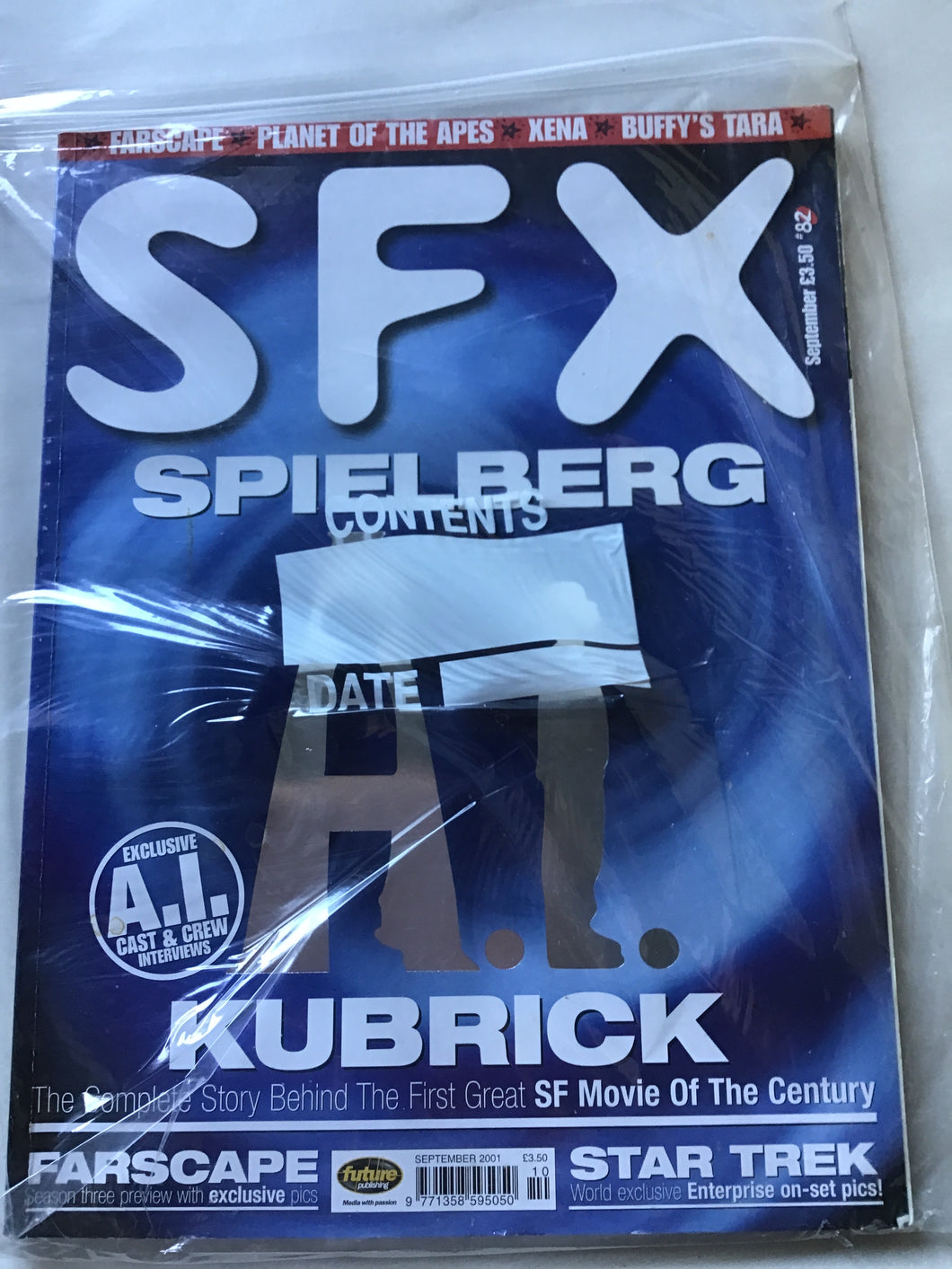 SFX magazine number 82 September 2001 Spielberg Kubrick Ai Farscape planet the apes Xena Buffy