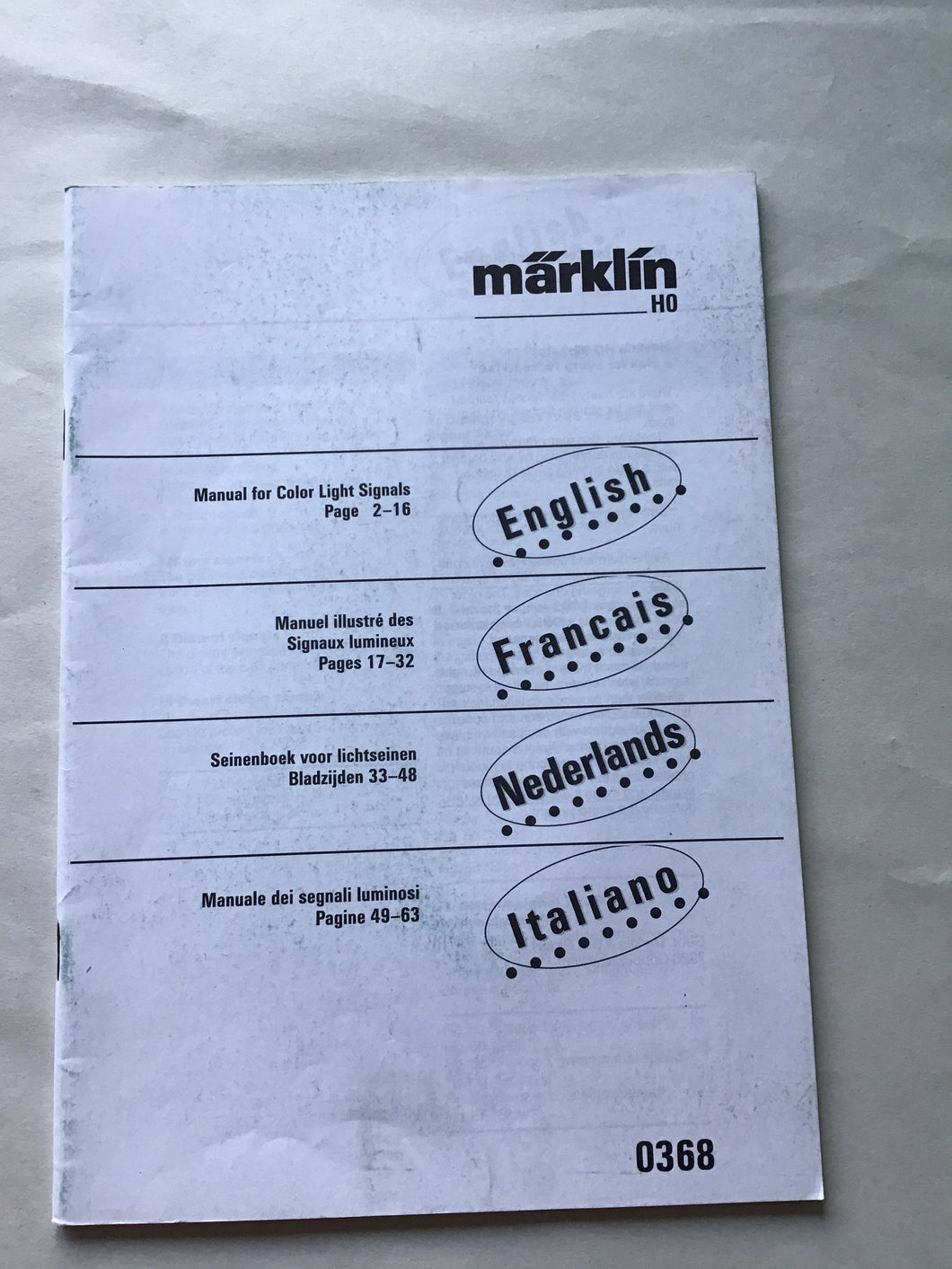 Marklin HO manual for Color light signals