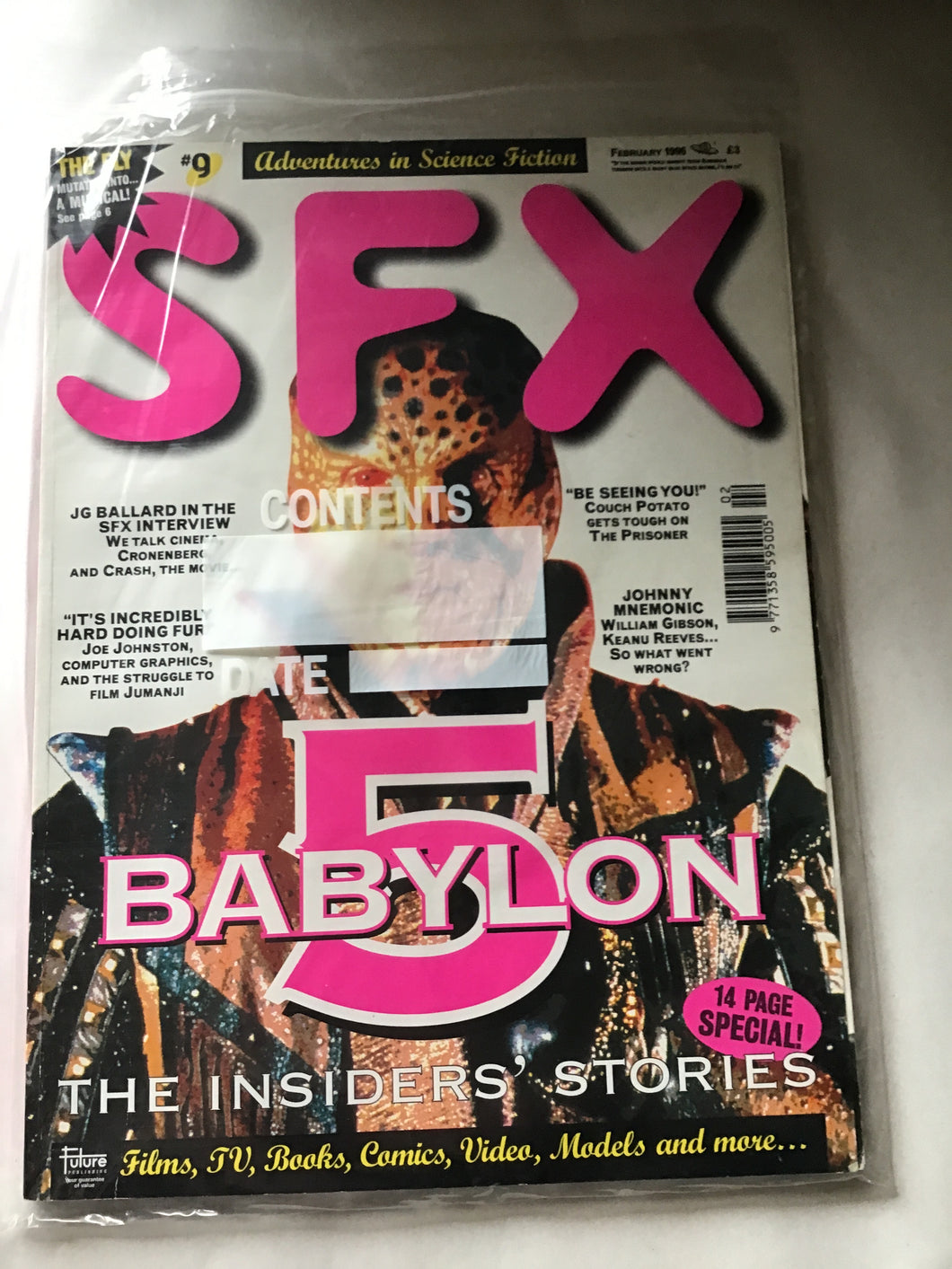 SFX magazine number 9 February 1996 the fly musical Johnny Mnemonic Babylon 5