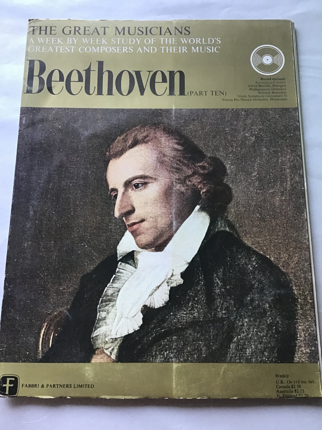 THE GREAT MUSICIANS  A WEEK BY WEEK STUDY OF THE WORLD'S  GREATEST COMPOSERS AND THEIR MUSIC  Beethoven  PART TEN. Vinyl Book