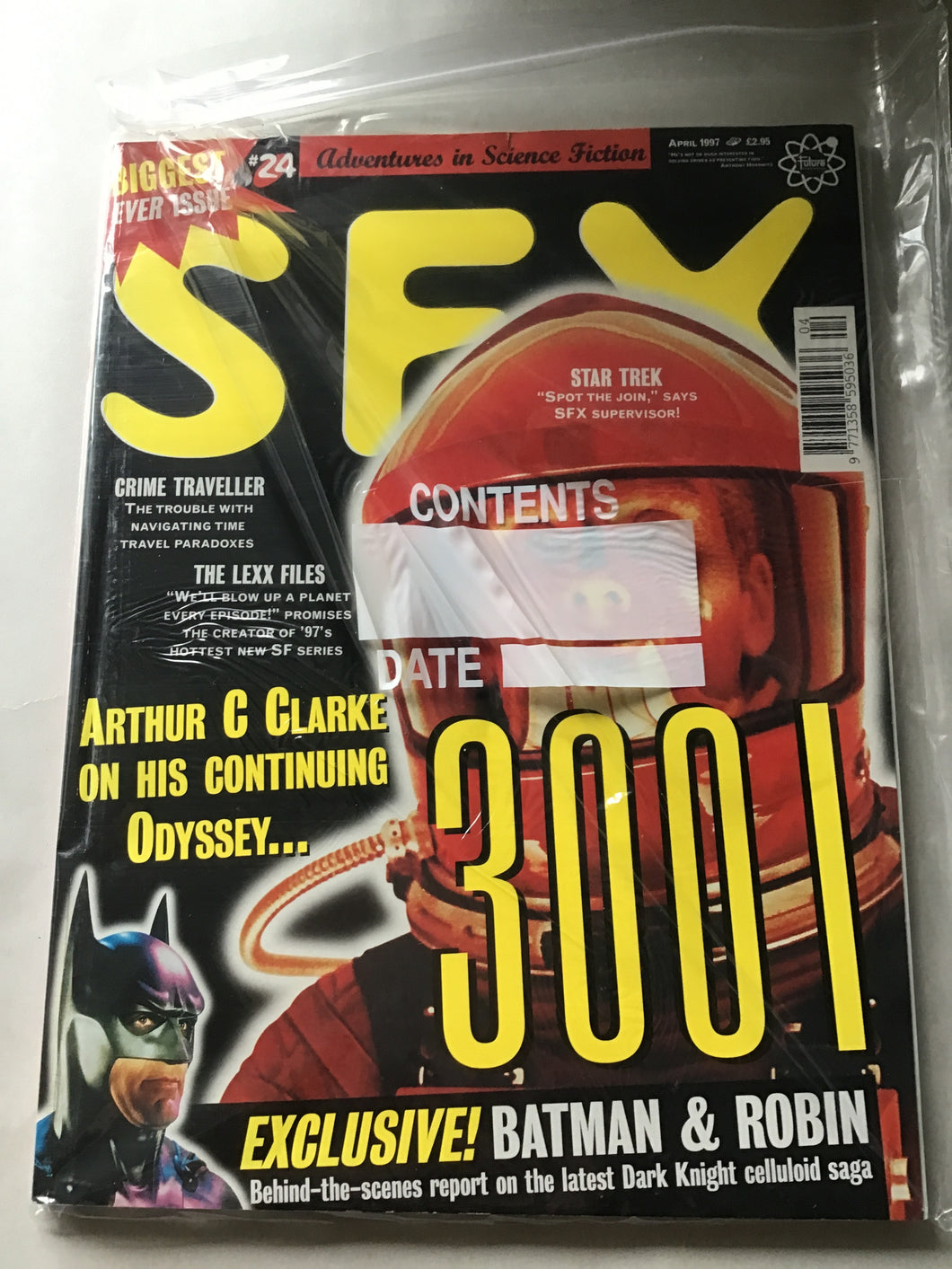 SFX magazine number 24 April 1997 Star Trek Arthur C Clark Odyssey 3001 time traveller Batman Robin