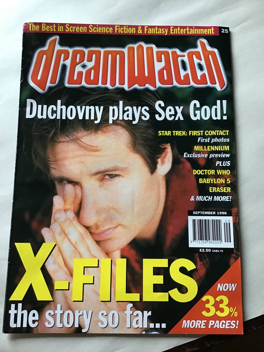 Dream watch magazine Duchovny X-Files Star Trek millennium Doctor Who Babylon 5 eraser September 1996