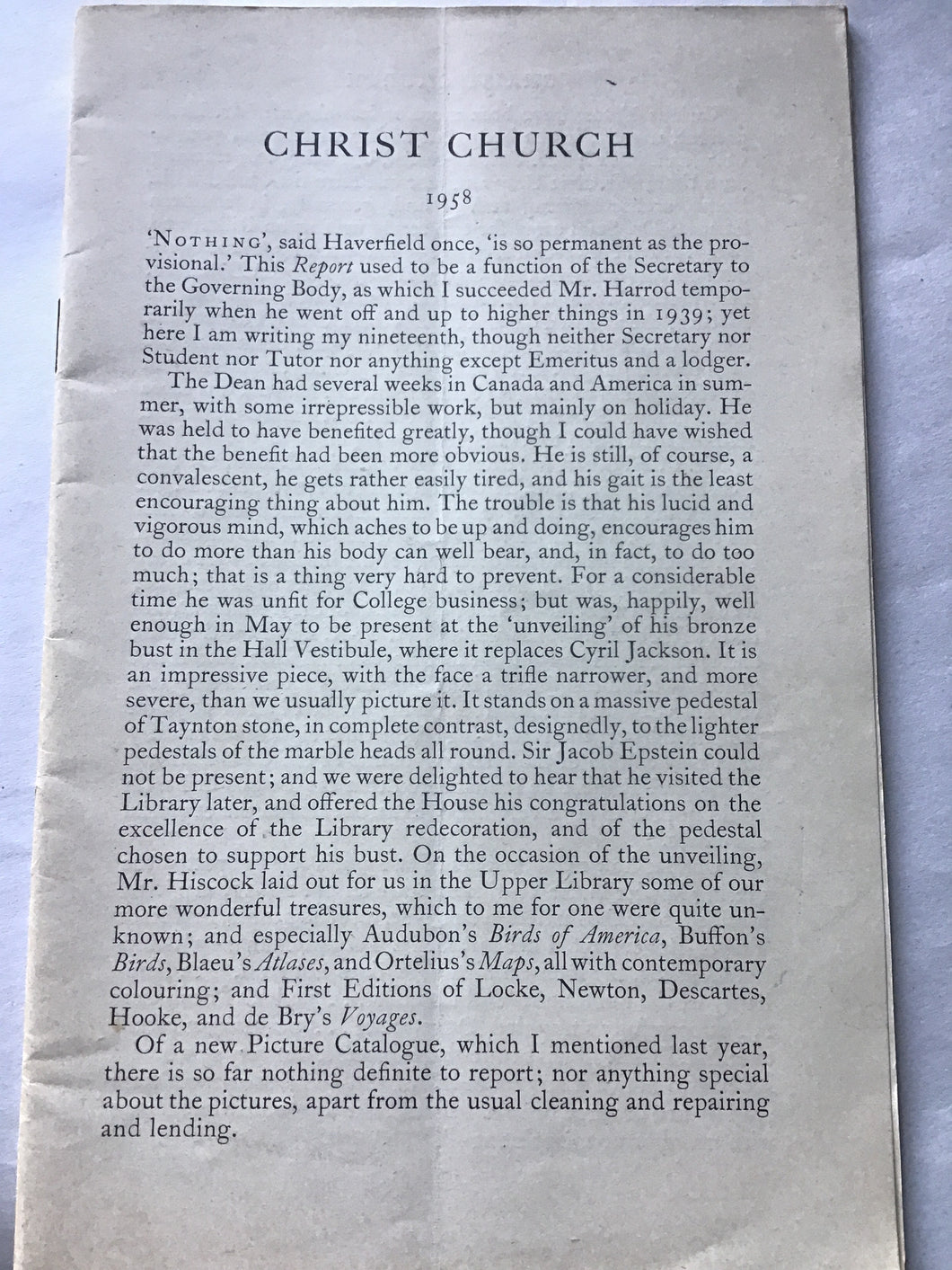 Christ Church 1958 paperback printed in Great Britain at the University press Oxford by Vivian Ridley