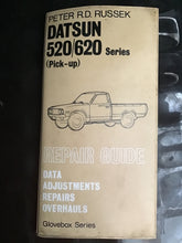 Load image into Gallery viewer, PETER RD RUSSEK  DATSUN  520 / 620 Series  (Pick-up)  REPAIR GUIDE  DATA  ADJUSTMENTS  REPAIRS  OVERHAULS  Glovebox Series
