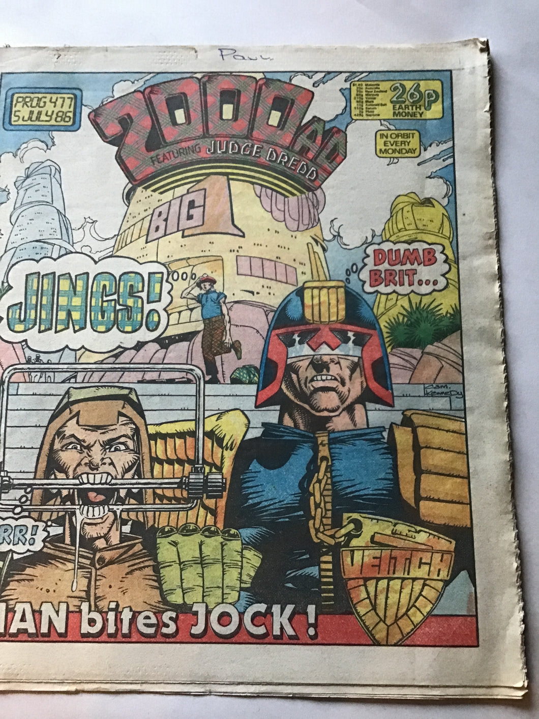 2000 A.D. featuring Judge Dredd Prague 477 July 1986