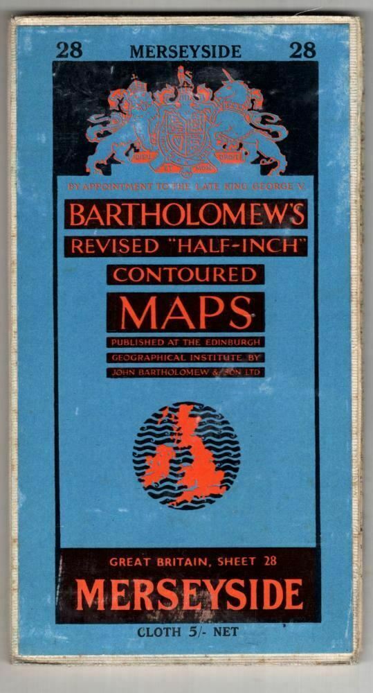 Bartholomew's Revised ''Half -Inch'' Contoured Maps Merseyside Great Britain Sheet 28 Paper 3 Shillings Net [Paperback]